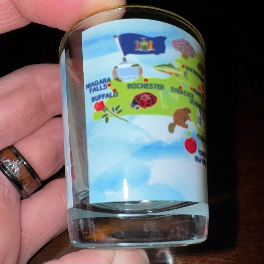 All Over Graphic Print New York State Souvenir Shot Glass 2”
